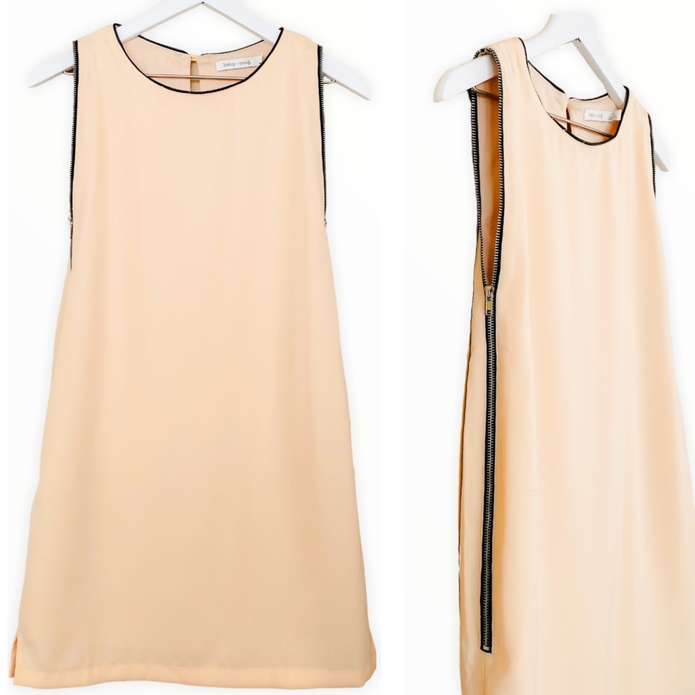 Bishop + Young Blush & Black Double Zipper Popover Sheath Dress Size Medium